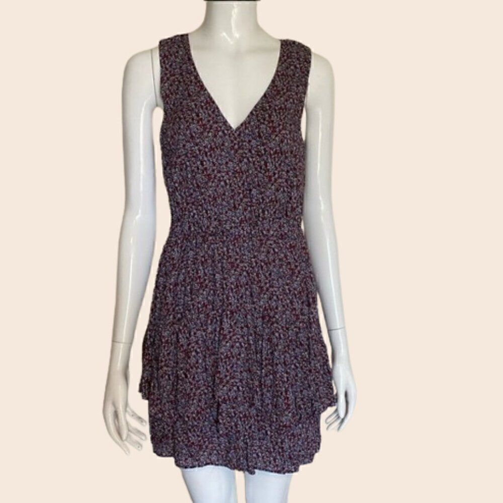 MARCS Navy Red and White Ditsy Mini Floral Dress Size Small